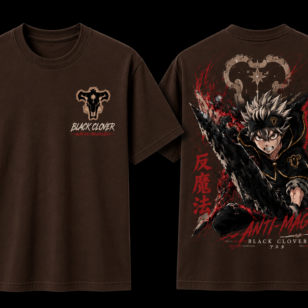 Asta Black Clover Anime T-Shirt | Anti Magic Graphic Tee | Japanese Manga Streetwear Front & Back Print
