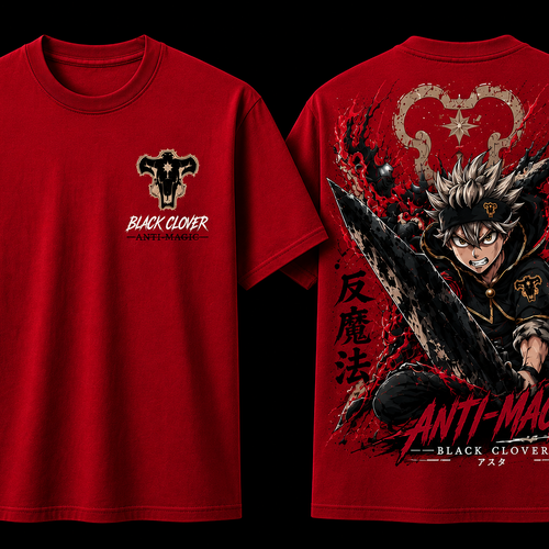 Asta Black Clover Anime T-Shirt | Anti Magic Graphic Tee | Japanese Manga Streetwear Front & Back Print