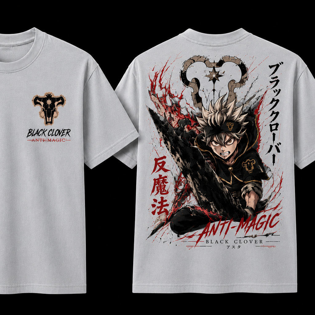Asta Black Clover Anime T-Shirt | Anti Magic Graphic Tee | Japanese Manga Streetwear Front & Back Print