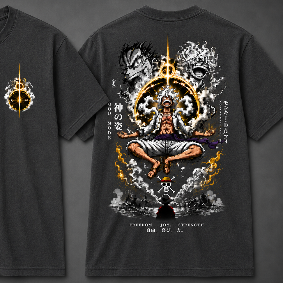 Anime God Mode Graphic T-Shirt | Japanese Manga Inspired Streetwear | Oversized Back Print Tee | Unisex Graphic Shirt | Anime Fan Gift