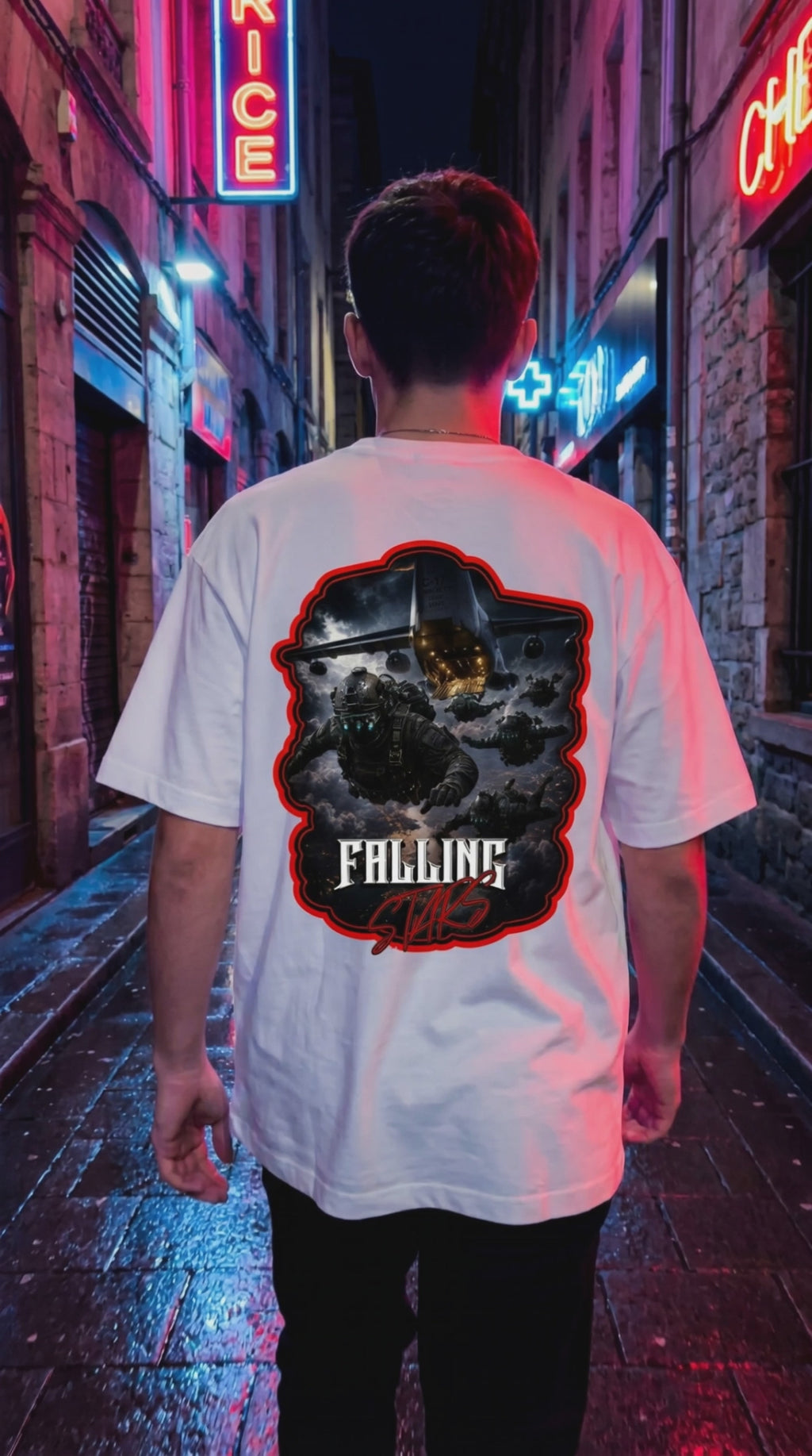 FALLING STARS Tactical Paratrooper Shirt | Airborne Military Graphic Tee | Special Forces Inspired Streetwear